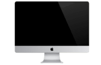 A computer monitor with an apple logo on it.