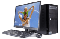 A computer monitor with a picture of a child on it.